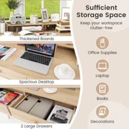 Kelvenix Home Office 120 CM Wood Study Writing Desk in Natural - Size: 0.6m2 - thumbnail 4