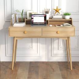 Kelvenix Home Office 120 CM Wood Study Writing Desk in Natural - Size: 0.6m2