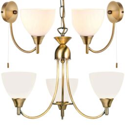Loops 3 Lamp Ceiling & 2x Wall Light Pack Antique Brass Glass Matching Indoor Fittings in Clear - thumbnail 1