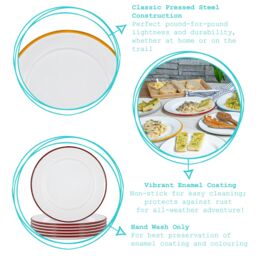 Argon Tableware 16 Piece White Enamel Dinner Set in Red - thumbnail 2