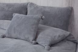 Rapport Home Pom Pom Fleece Cushion Cover (43x43 cm) in Silver - Size: 43 cm x 43 cm - thumbnail 1