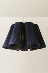 ValueLights Jemima Pleated Scalloped Easy Fit Lamp Shade in Dark Navy - thumbnail 3