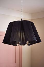 ValueLights Jemima Pleated Scalloped Easy Fit Lamp Shade in Dark Navy - thumbnail 1