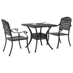 Berkfield Home 3 Piece Garden Bistro Set Black Cast Aluminium - thumbnail 3