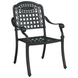 Berkfield Home 3 Piece Garden Bistro Set Black Cast Aluminium - thumbnail 4