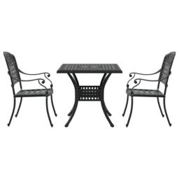 Berkfield Home 3 Piece Garden Bistro Set Black Cast Aluminium - thumbnail 6