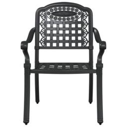 Berkfield Home 3 Piece Garden Bistro Set Black Cast Aluminium - thumbnail 7