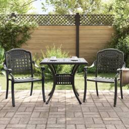 Berkfield Home 3 Piece Garden Bistro Set Black Cast Aluminium - thumbnail 1