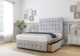 "Sloomy Berlin Naples Divan Base No Drawers - 26"" Headboard & 12"" Footboard in Silver - Size: Single" - thumbnail 4