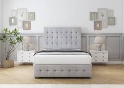 "Sloomy Berlin Naples Divan Base No Drawers - 26"" Headboard & 12"" Footboard in Silver - Size: Single" - thumbnail 2