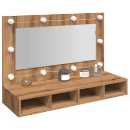 Berkfield Home Mirror Cabinet with LED Artisan Oak 90x31.5x62 cm in Brown - thumbnail 2