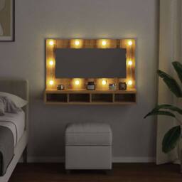 Berkfield Home Mirror Cabinet with LED Artisan Oak 90x31.5x62 cm in Brown - thumbnail 4