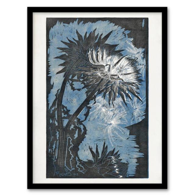 Artery8 Reijer Stolk Artichoke Flower Abstract Floral Painting Framed Wall Art - Size: A3 - image 1