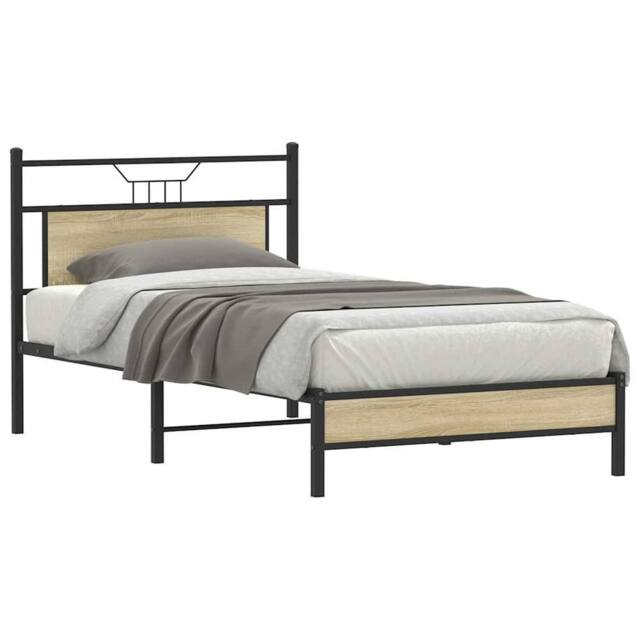 Berkfield Home Decorative Bed Frame without Mattress Sonoma Oak 100x200 cm Engin in Brown - image 1