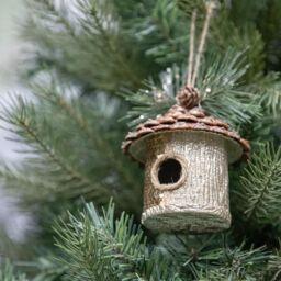 Shatchi 3Pcs Gold Sequin Birdhouse 10x11cm - Christmas Tree Hanging Decorations Festive Decorative Ornaments Fairy Tale - Size: 10x11 cm - thumbnail 5