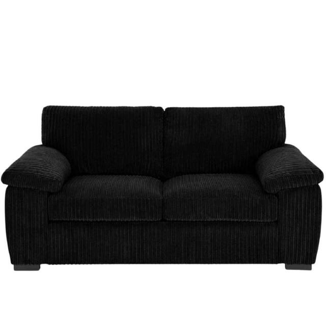 Bliss Furniture Jumbo Cord 2 Seater Sofa with Soft Fabric Compact Design in Black - Size: 2 Person - image 1