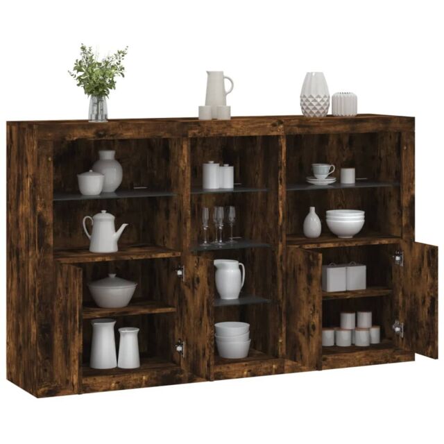 Berkfield Home Sideboard with LED Lights Smoked Oak 162x37x100 cm in Brown - Size: 162 x 37 x 100 cm - image 1