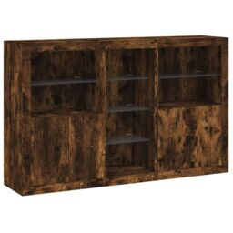 Berkfield Home Sideboard with LED Lights Smoked Oak 162x37x100 cm in Brown - Size: 162 x 37 x 100 cm - thumbnail 3