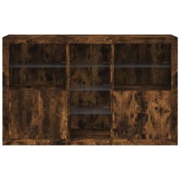 Berkfield Home Sideboard with LED Lights Smoked Oak 162x37x100 cm in Brown - Size: 162 x 37 x 100 cm - thumbnail 6