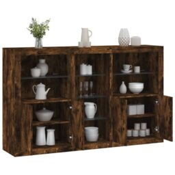 Berkfield Home Sideboard with LED Lights Smoked Oak 162x37x100 cm in Brown - Size: 162 x 37 x 100 cm - thumbnail 1