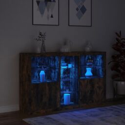 Berkfield Home Sideboard with LED Lights Smoked Oak 162x37x100 cm in Brown - Size: 162 x 37 x 100 cm - thumbnail 5
