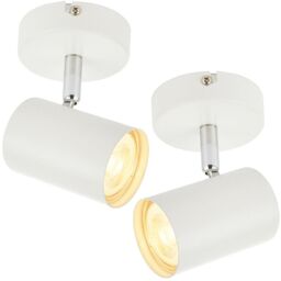 Loops 2x LED Adjustable Ceiling Spotlights Matt White Single GU10 Dimmable Downlight