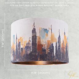 Happy Homewares Grunge Style City Scape Cotton Fabric Lamp Shade in Black & Orange - Size: 12 inches - thumbnail 7