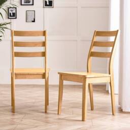 FurnitureboxUK 2x Lynton Oak Effect Wooden Dining Chairs in Light Brown - thumbnail 1