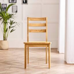 FurnitureboxUK 2x Lynton Oak Effect Wooden Dining Chairs in Light Brown - thumbnail 3