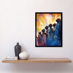 "Artery8 Wall Art Print Female Gospel Choir Group Singing Hymns Modern Watercolour Painting Art Framed in Black - Size: W12"" x H16""" - thumbnail 2