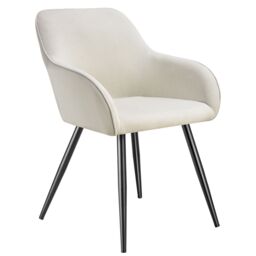 tectake Dining Chair Marilyn Set Of 2 - Cream/Gold in Cream - Size: 2 Pack