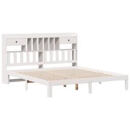 Berkfield Home Bookcase Bed without Mattress White 180x200cm Solid Wood Pine - Size: Super King - thumbnail 3