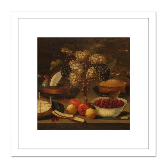 Artery8 Beert Still Life Fruit 8X8 Inch Square Wooden Framed Wall Art Print Picture with Mount in White - image 1