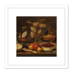 Artery8 Beert Still Life Fruit 8X8 Inch Square Wooden Framed Wall Art Print Picture with Mount in White - thumbnail 1