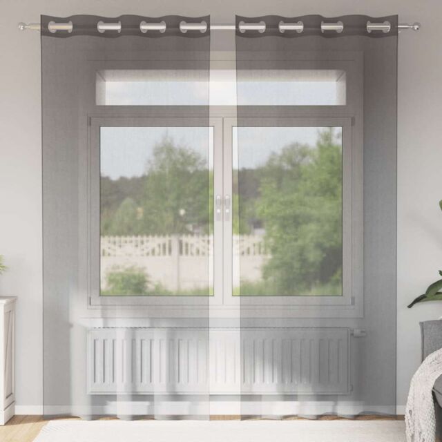 Berkfield Home Voile Curtains with Grommets 2 pcs Light Brown - image 1