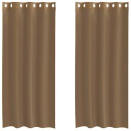 Berkfield Home Voile Curtains with Grommets 2 pcs Light Brown - thumbnail 2