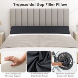 Gymax Full Size Wedge Pillow Bolster Gap Filler Trapezoidal With Side Pocket in Grey - thumbnail 4