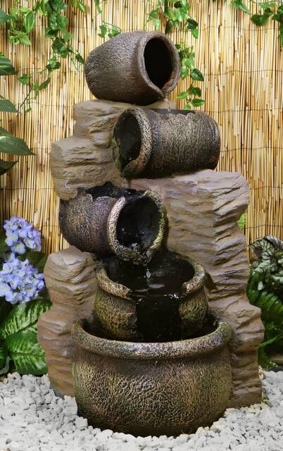 Primrose Cascading Jars Water Feature Stone Effect Indoor Outdoor Cherika 77cm - image 1