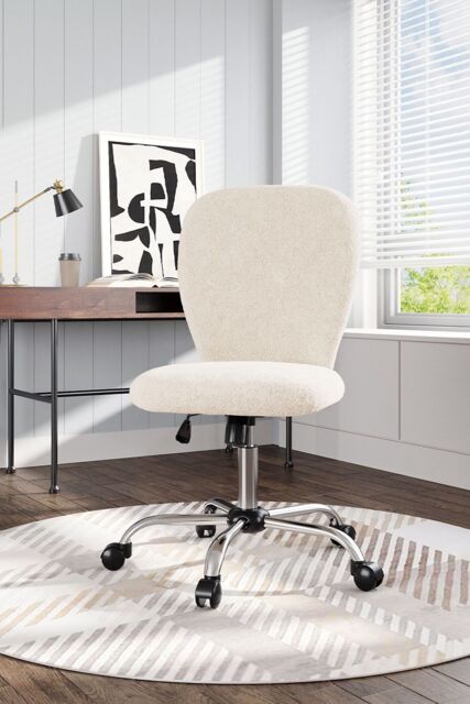 H&O Direct Comfy Plush Office Chair with Wheels No Arms in Beige - image 1