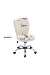 H&O Direct Comfy Plush Office Chair with Wheels No Arms in Beige - thumbnail 6
