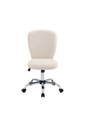 H&O Direct Comfy Plush Office Chair with Wheels No Arms in Beige - thumbnail 3