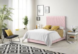 Somnior Platinum Ortho Sprung Memory Foam Mattress with Divan Bed with Headboard Plush Fabric in Pink - Size: Small Double - thumbnail 2