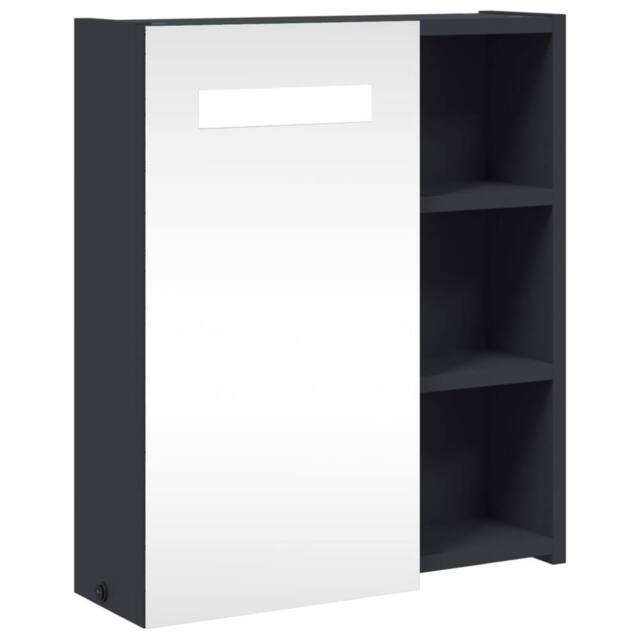 Berkfield Home Bathroom Mirror Cabinet with LED Light Grey 45x13x52 cm - Size: 45 x 13 x 52 cm - image 1