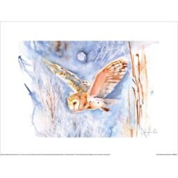 Jennifer Rose Barn Owl Winter Sky Poster in Blue - thumbnail 1