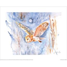Jennifer Rose Barn Owl Winter Sky Poster in Blue - thumbnail 2