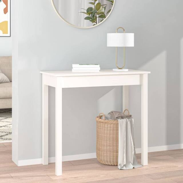 Berkfield Home Beautiful Console Table White 80x40x75 cm Solid Wood Pine - Size: 80 x 40 x 75 cm - image 1