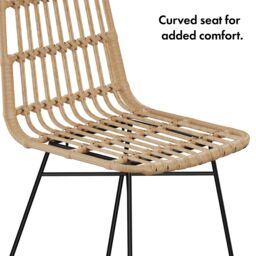 VonHaus Rattan Wicker Effect with Metal Legs Dining Chairs Set in Natural - Size: 2 Pack - thumbnail 6