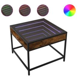 Berkfield Home Decorative Coffee Table with Infinity LED Smoked Oak 50x50x41 cm in Brown - Size: 50 x 50 x 41 cm - thumbnail 3