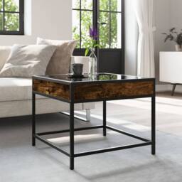 Berkfield Home Decorative Coffee Table with Infinity LED Smoked Oak 50x50x41 cm in Brown - Size: 50 x 50 x 41 cm - thumbnail 4