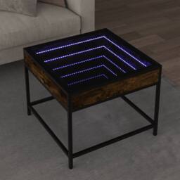 Berkfield Home Decorative Coffee Table with Infinity LED Smoked Oak 50x50x41 cm in Brown - Size: 50 x 50 x 41 cm - thumbnail 2